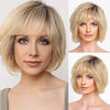 Brown Blonde Mixed Ombre Human Hair Lace Front Wigs Short Wavy Bob Hair Glolden Blonde Remy Human Hair Wig for White Women Daily