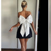 Women Strapless Backless Short Dress Elegant Sexy Off Shoulder Sleeveless Dresses 2025 Ladies Evening Party Birthday Gowns Black
