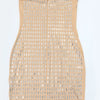 Beyprern Sparkle Off The Shoulder Black Rhinestone Sequin Mini Dress Women Glam Sleeveless Tube Diamonds Night Out Dress Vestido