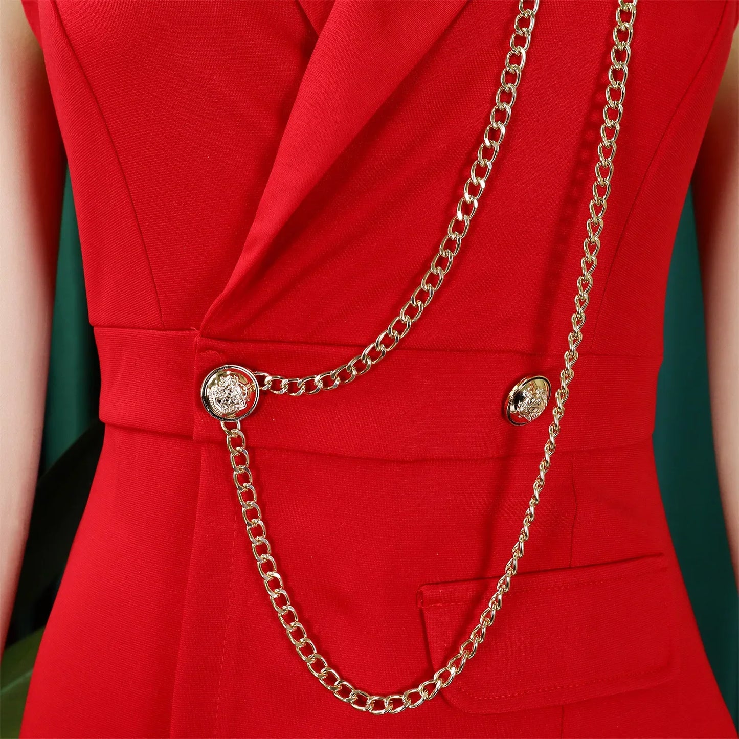 C8604 Foreign Trade Women's Fashionable Sexy Chain Collar Wide Leg African Jumpsuit Casual Style Long Dress For Ladies