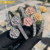 2025 New Iced Out Bling Opened Heart Flower Charm Bracelet AAA CZ Zircon Butterfly Bangle For Men Women Hip Hop Luxury Jewelry