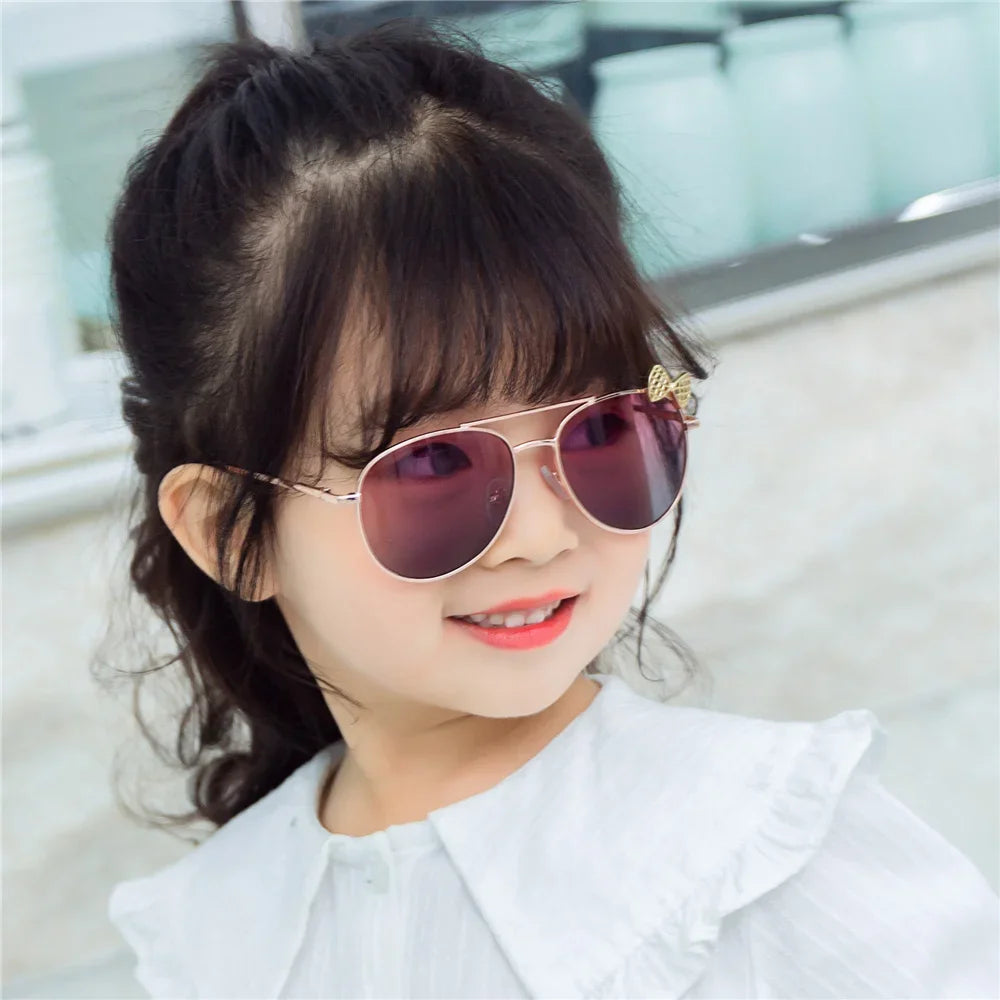 Kids Cute Sunglasses Metal Frame Children Sun Glasses Fashion Girls Outdoor Cycling Goggles Party Eyewear Photography Supplies