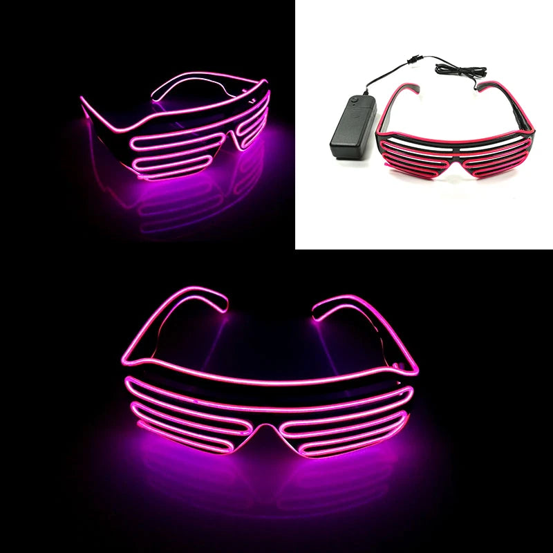 1pc Flashing Shutter Neon Rave Glasses Light Up Happy Bar Night  LED Sunglasses Men Women Boys Girls Decor Eyewear