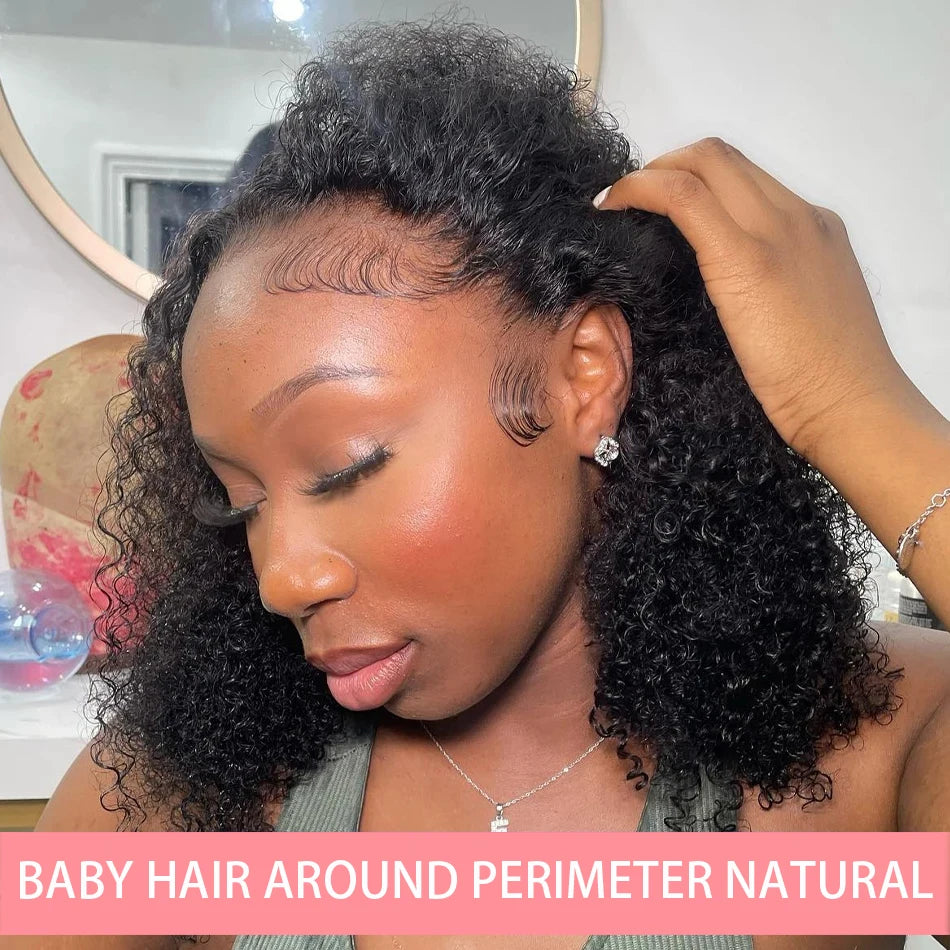 Brazilian Deep Water Wave Bob Wig 13x4 Lace Frontal Wig 100% Human Hair Short Curly 4x4 Closure Wig Preplucked Remy Hair 14 Inch