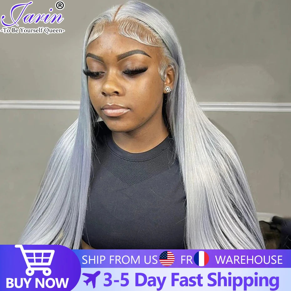 13x4/13x6 Grey Straight Lace Frontal Human Hair Wig Preplucked Colored Brazilian Straight Lace Front Human Hair Wigs For Women