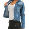 Women Jean Jacket Casual Slim 2025 Spring Autumn Solid Long Sleeve Turndown Collar Cowboy Coat Fashion Denim Jacket Plus Size