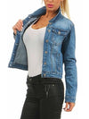 Women Jean Jacket Casual Slim 2025 Spring Autumn Solid Long Sleeve Turndown Collar Cowboy Coat Fashion Denim Jacket Plus Size