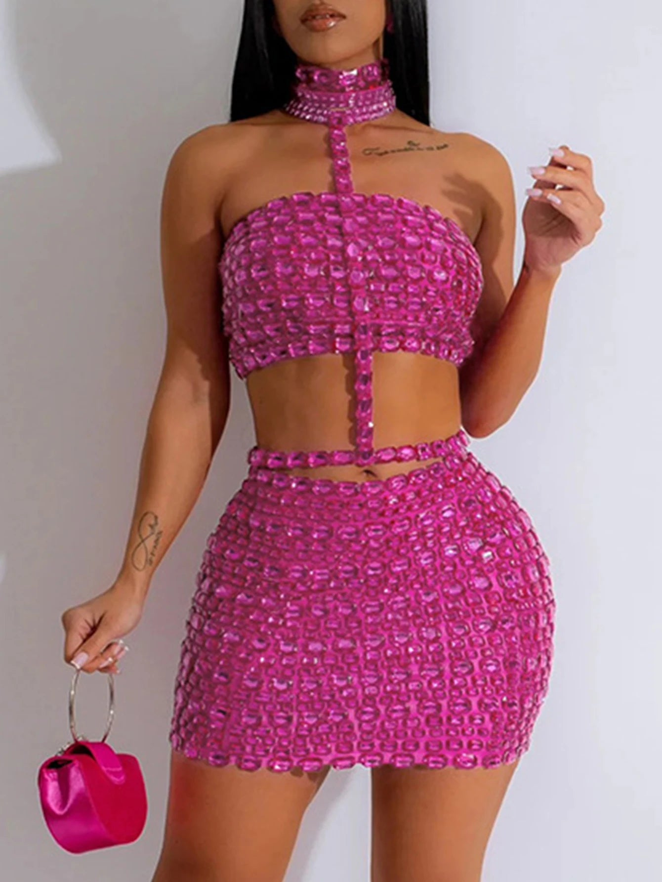 Sexy halter rhinestone mini summer dress women elegant bodycon night club party dresses woman short evening dresses vestidos HL