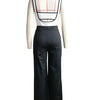 Beyprern Elegant Women's Suspender Jumpsuits Two-Piece Outfits Glam Fitted Button Details Wide Legs Long Pants Jumpsuit Clubwear
