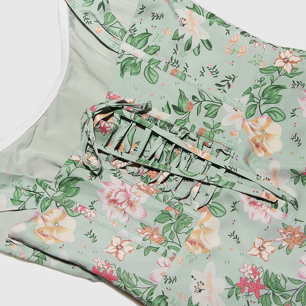 Suninheart Summer Pink Floral Print Corset Dress Midi Elegant Sexy Party Dresses Holiday Birthday Casual A Line Women Clothing