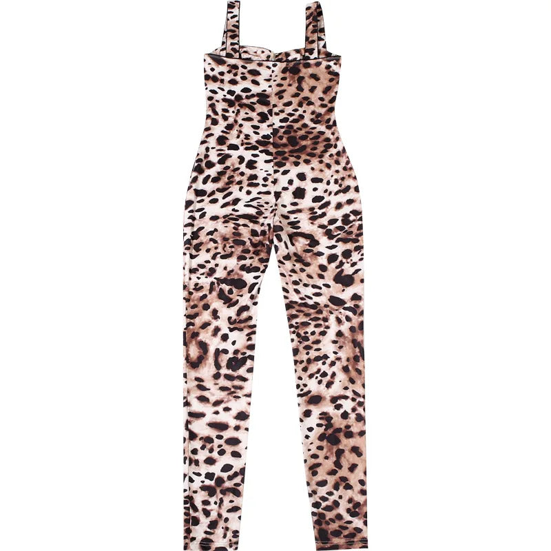 Leosoxs Sexy Jumpsuit Women Sleeveless 2025 Sexy Trend Leopard Print Sleeveless Street Fit Stretch Activity Workout Overalls
