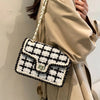 Black & White Plaid Casual Shoulder Bag Crossbody Handbag Women's Shoulder Bags Handbags With Top Handle Fashion Square Bag