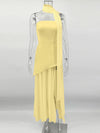 TARUXY Fashion Strapless Dress With Ribbon Female Elegant Sleeveless Mesh Beach Vacation Long Dress 2025 Spring New Women Dress
