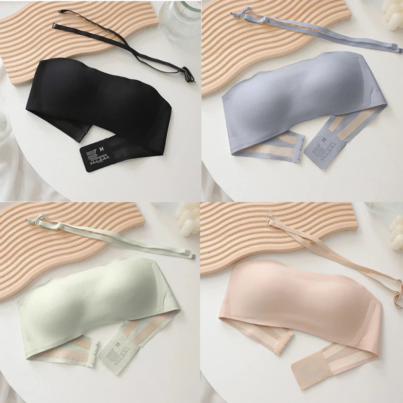 4PCS Women Strapless Bra Seamless Tube Tops Breathable Wireless Wedding Brassiere Push Up Bras Sexy Female Lingerie Invisible