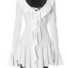 Ruffled Lace-Up White Mini Dress Women's V-Neck Patchwork Long Sleeve Sexy Slim Dress Bandage Elegant Female Summer Dress