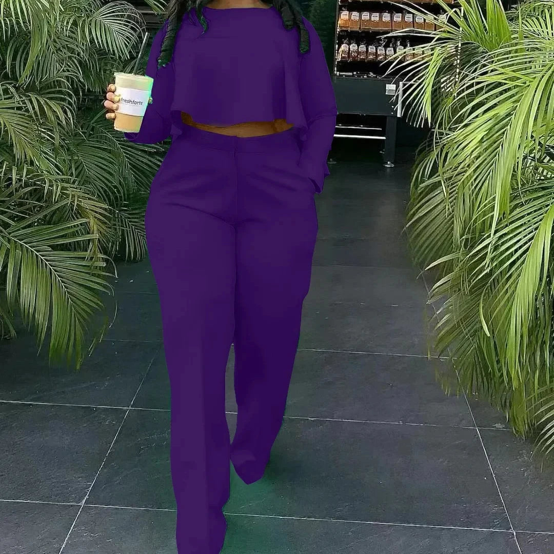 Two Piece Set Women Tracksuit Set Dashiki African Spring Summer Work Elegant Long Sleeve Top Pants Set Party Suit Matching Sets