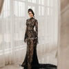 Thinyfull Mermaid Lace Arab Prom Dresses O-neck Full Sleeves Evening Gown 2025 Long Special Dress Robe De Soirée Customized