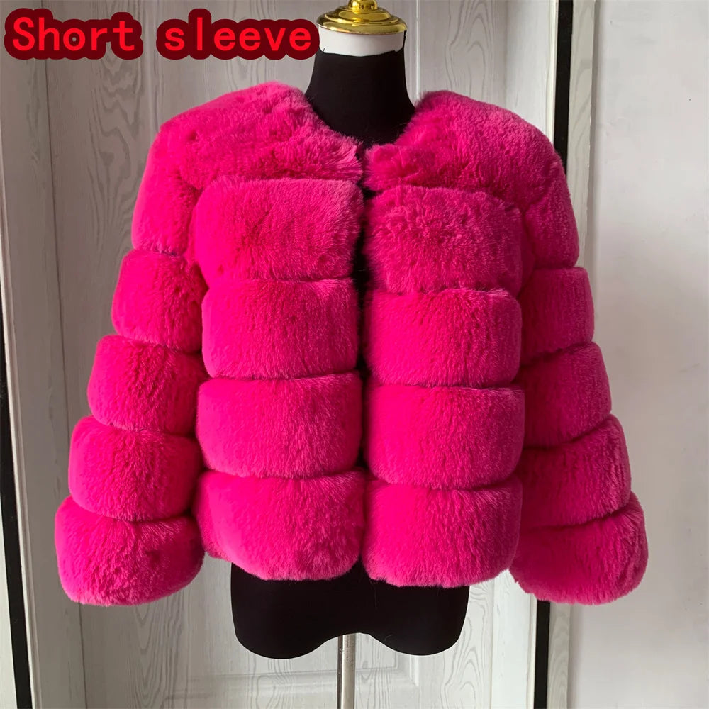 Damenmode Kunstpelzmantel superheiß Herbst Winter Damen kurze Kunstfuchsjacke flauschig hohe Qualität 7XL Damen Pelzmäntel