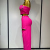 Women Sexy Strapless Top Cut Out Bodycon Two Pieces Bandage Pants Celebrity Designer Fashion Women Luxury Diamond Birthday Set