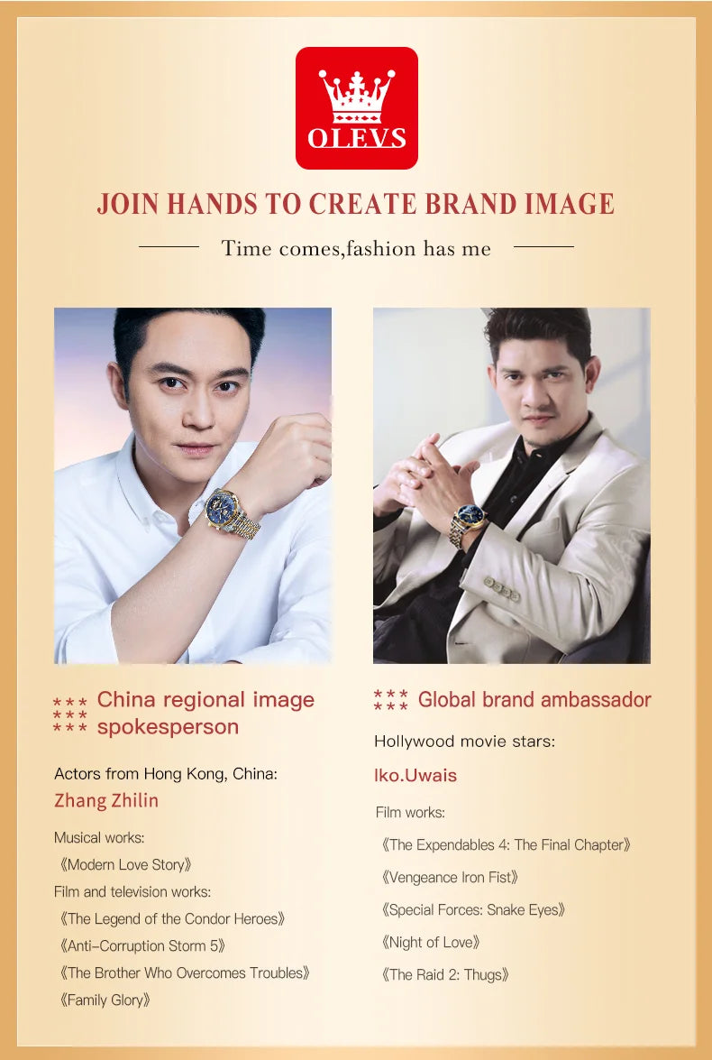 OLEVS Men's Watches Top Brand Luxury Original Waterproof Quartz Watch for Man Gold Skeleton Style 24 Hour Day Night New