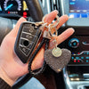 Clay diamond full diamond love key chain studded leather rope cross-border heart-shaped car key chain female exquisite pendant.