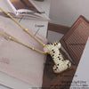 MHS.SUN New Leopard Bubble Letter Necklace Gold Plated Chunky Bubble Zircon 26 Initial Pendant Necklace Women Fashion Jewelry