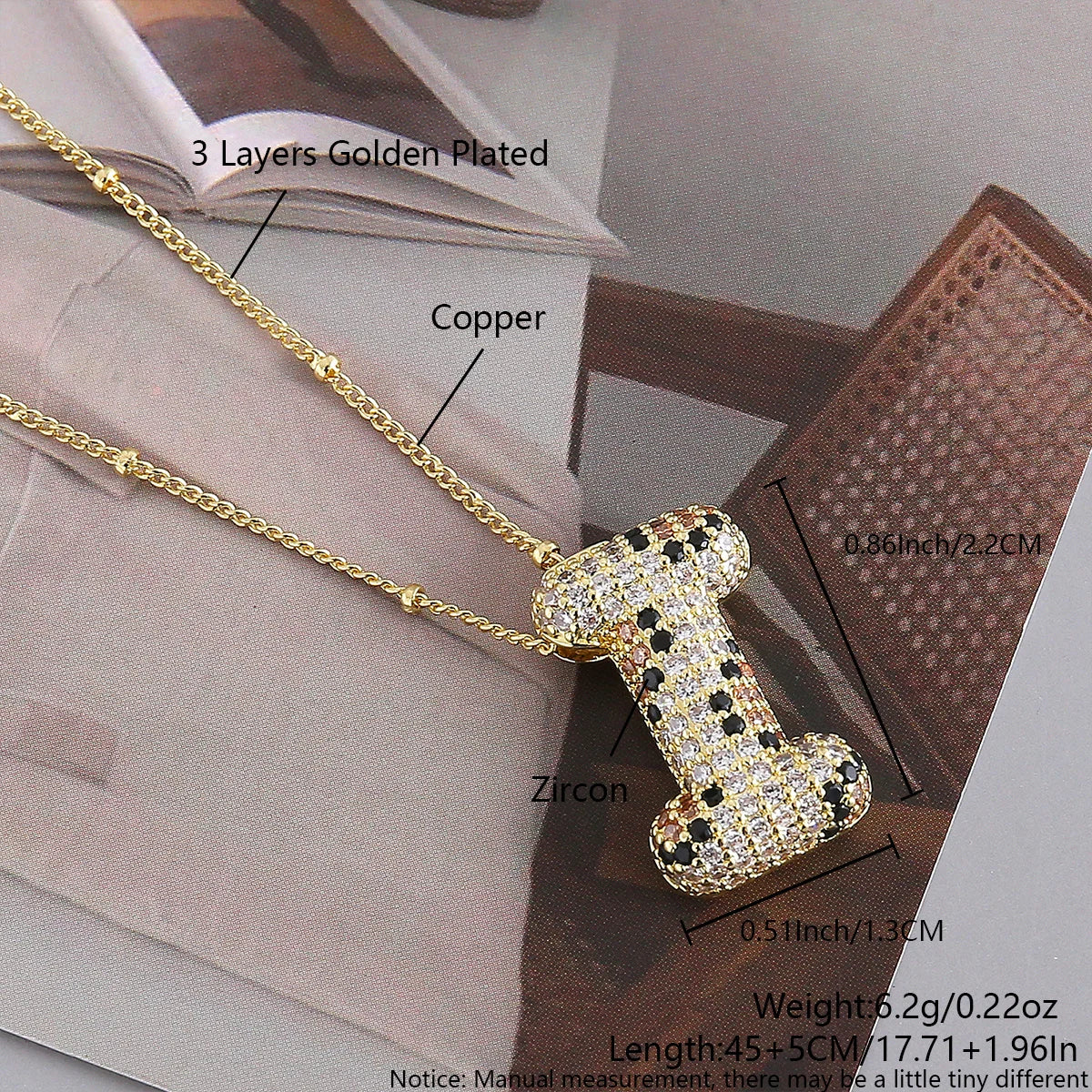 MHS.SUN New Leopard Bubble Letter Necklace Gold Plated Chunky Bubble Zircon 26 Initial Pendant Necklace Women Fashion Jewelry