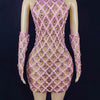 High Quality Sparkling Rainestone Sexy Bodycon Mini Dress Birthday Celebrate Evening Party Dress