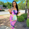 Spring And Summer Dresses For Women Chest Wrap Printed Off Shoulder Bandage Slim Sexy Long Dress 2023 New Fashion party MsChuh