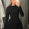 Dulzura Long Sleeves Zipper Bodycon Mini Dress With Pocket Solid Elegant Outfit Office Streetwear Women’S Autumn Winter Clothes
