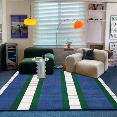 Living Room Carpet Modern Style French Retro Blue Striped Bedroom Bedside Rug Light Luxury High-end Coffee Table Mat Ковер Tapis