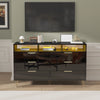 6 Drawers Dresser for Bedroom with LED Lights, High Gloss Chest of Drawers with Metal Legs, Modern Wood Closet Storage Organizer