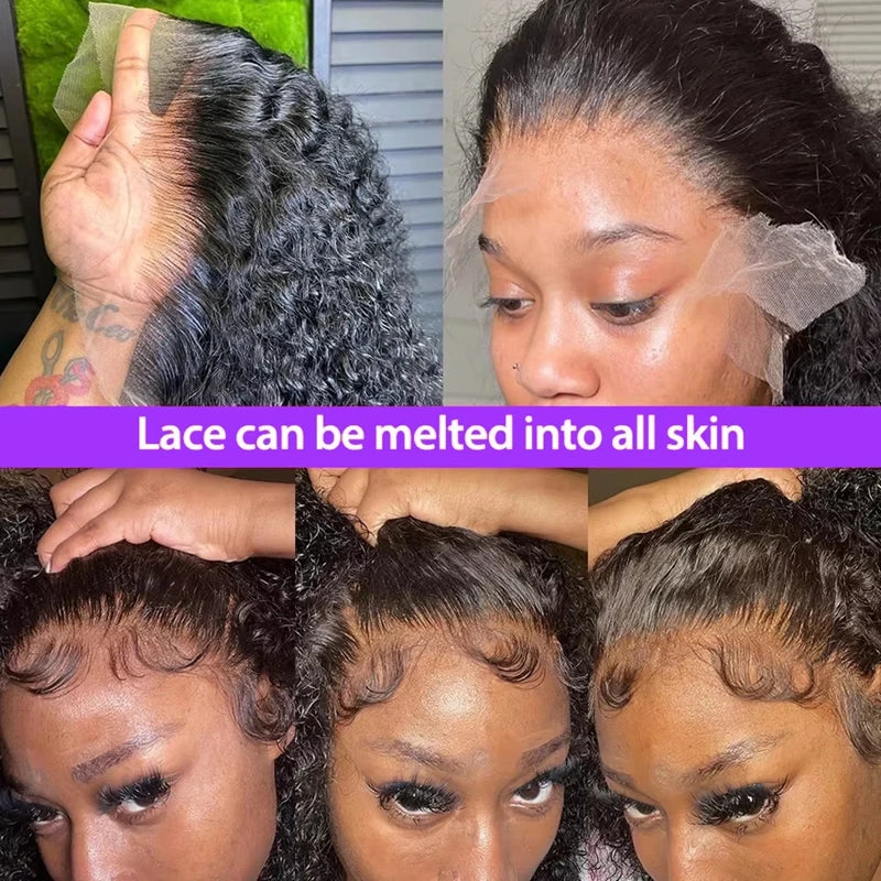 13x4 Short Bob Wig Human Hair Deep Wave 100% Brazilian Curly Human Hair Wigs Transparent Lace Front Wigs For Women Preplucked