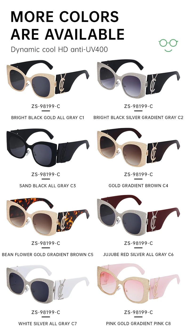 Oversized Cat Eye Sunglasses Women 2024 Luxury Brand Designer Punk Round Sun Glasses For Ladies Trendy Big Frame Eyewear UV400