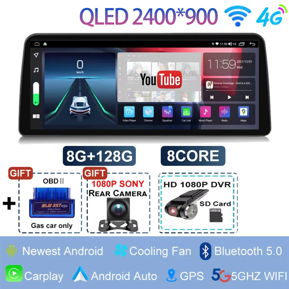 12.3 inch 2400*900 For Peugeot 308 T9 308S 2013 - 2017 Radio Car Video Player Stereo Android 14 GPS Multimedia Carplay Head Unit