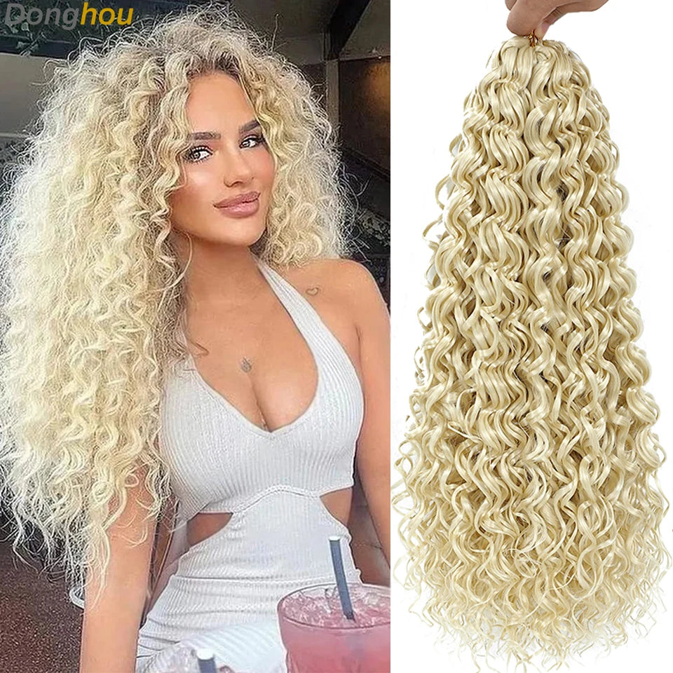 Beach Curl Crochet Hair Gogo Curl Crochet Hair 18 Inch Ombre Brown Blonde Bug Ginger T30 Synthetic Deep Wave Twist Crochet Braid