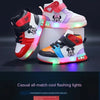 Disney Children's Sneakers Boys Girls Mickey Led Light Sport Shoes Student Shoes Hook Anti-slip Kids Outdoor Shoes Basket Shoes