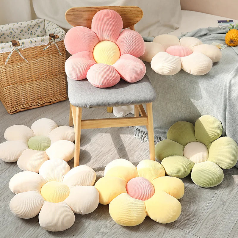 Stuffed Six Petal Flower Cushion Plush Pillow Toy Soft Cartoon Plant Stuffed Doll Chair Cushion Sofa Kids Lovers Birthday Gifts