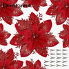 Silver Glitter Christmas Flowers Silver Xmas Tree Artifical Flower Ornaments Merry Christmas Decoration For Home Party New Year