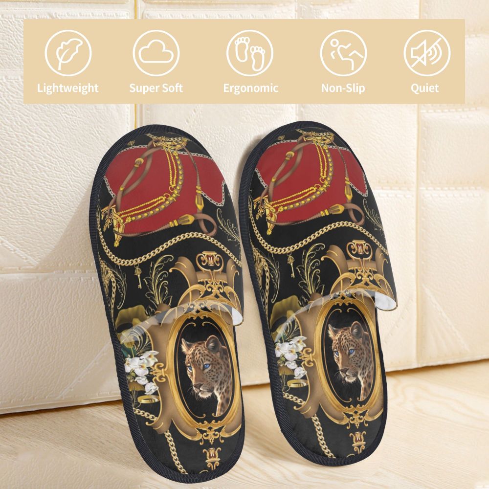 Custom Queen Of Absolutely Everything Gold Baroque Soft Memory Foam House Slippers Women Comfy Warm Anti-skid Sole Slipper