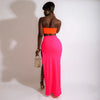 Women Two Piece Set Solid Color Breast Wrap Top and Irregular Slit Long Skirt Suit Lady Streetwear Mini Skirt Club Party Outfits