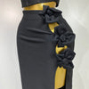 Summer New 2025 Women Sexy Flower Black Red Bandage Two Piece Set Celebrity Evening Party Skirt Suits Luxury Birthday Outfit