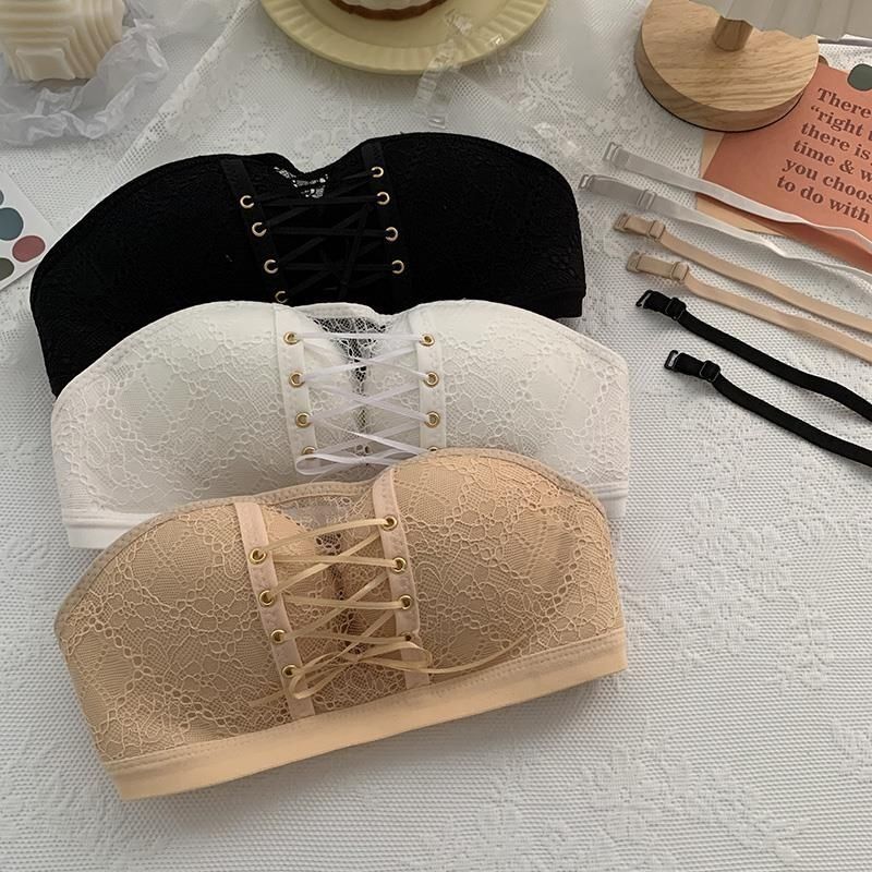 Non-Slip Bra Lace Tube Top Seamless Wireless Small Chest Push up Adjustable Sexy Beauty Back Underwear for Women
