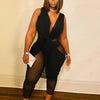 Female Jumpsuit Summer One Piece Ladies Mesh Jumpsuit V Neck Sleeveless Sexy Jumpsuit Woman Wholesale Dropshipping