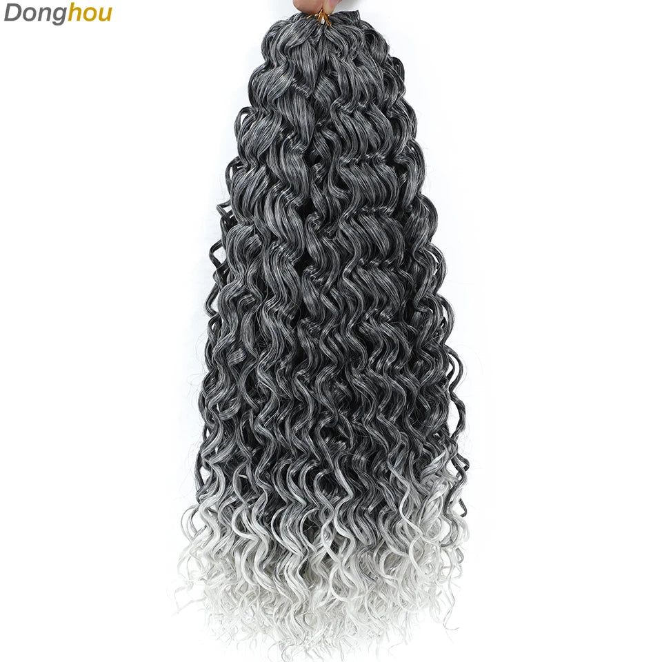 Beach Curl Crochet Hair Gogo Curl Crochet Hair 18 Inch Ombre Brown Blonde Bug Ginger T30 Synthetic Deep Wave Twist Crochet Braid