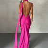 Hugcitar One Shoulder Backless Adjustable Scarf Loop Ruched Sexy Maxi Dress Women Elegant Y2K Streetwear Festival Outfit
