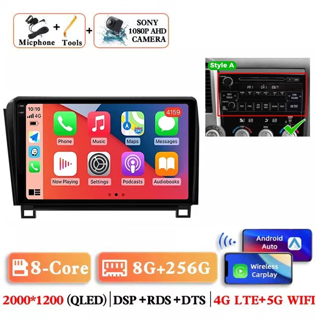 Android 14 For Toyota Tundra XK50 2007 - 2013 Sequoia XK60 2008 - 2017 Car Radio Multimedia Video Player Navigation Screen Auto