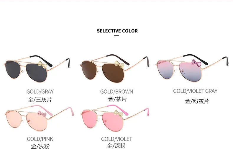 Kids Cute Sunglasses Metal Frame Children Sun Glasses Fashion Girls Outdoor Cycling Goggles Party Eyewear Photography Supplies