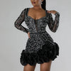 Women's Rhinestone Fashion Sexy Beaded Dress Temperament Commuting Female Clothing New High Waist Women Hip Wrap Party Dresses
