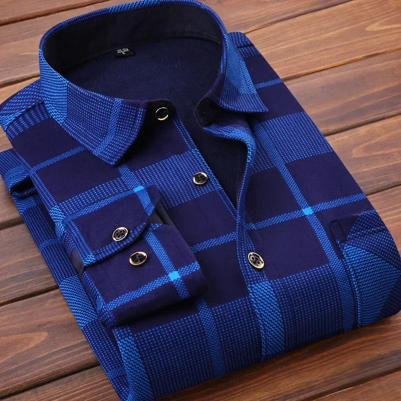 High Quality Men's Clothing 2024 Men Long Sleeve Thick Warm Shirt Tops Fashion Men Print Handsome Versatile Shirts Formal Shirts